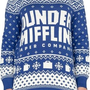 Medium Blue The Office Dunder Mifflin Blue Ugly Christmas Sweater like new
